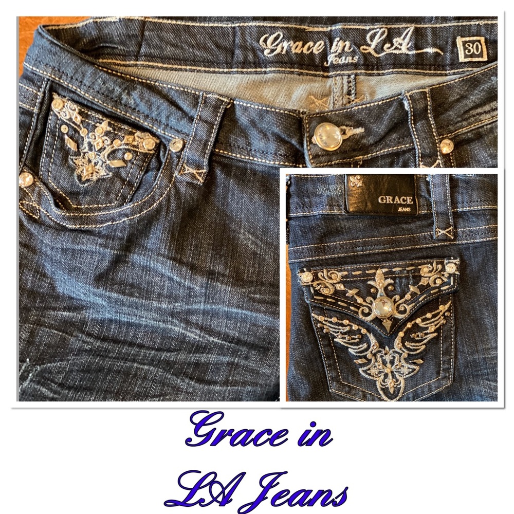 Grace in LA Jeans Size 30 Boot Cut Flare Bling!